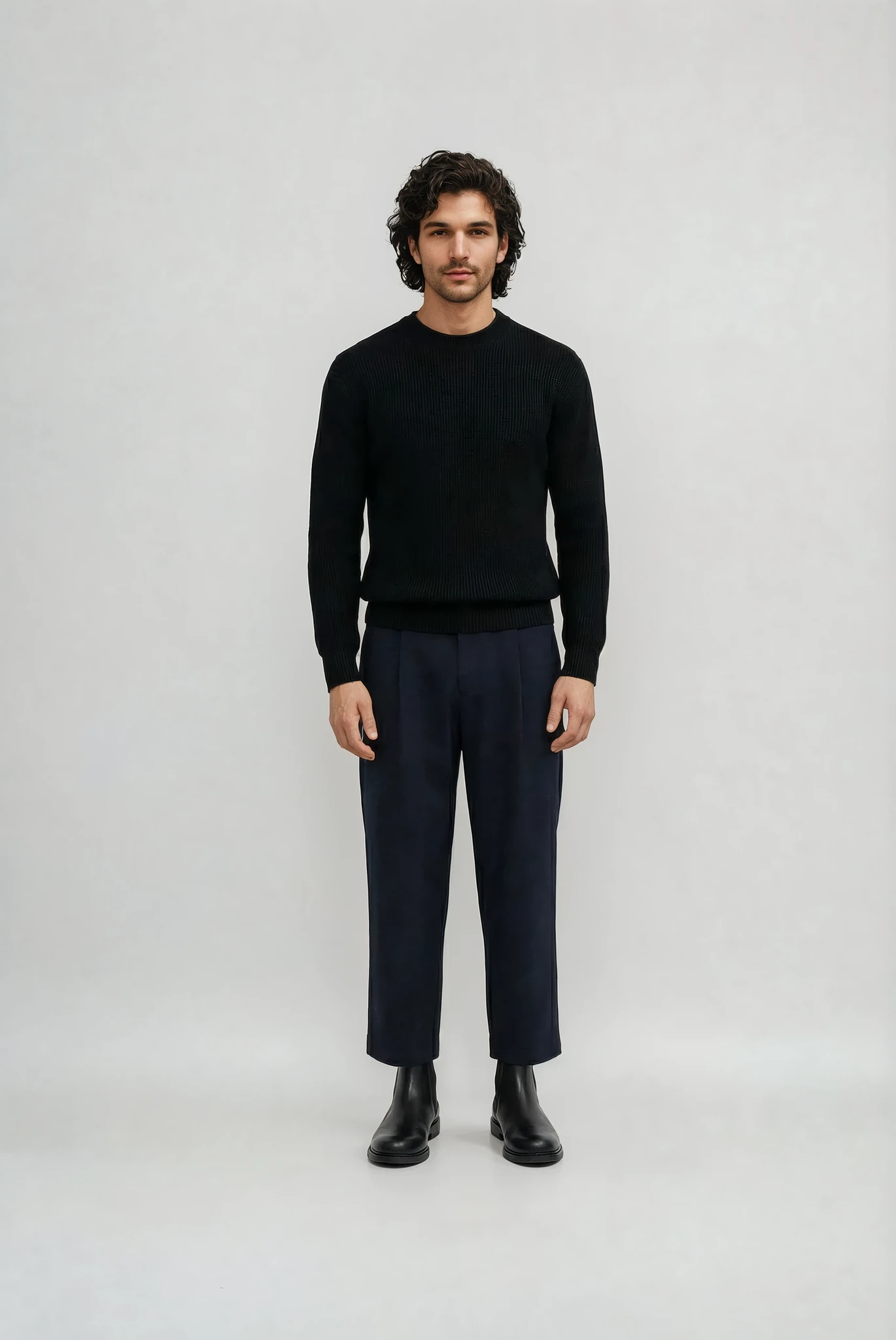 Ribbed Essential Knit | Zwart