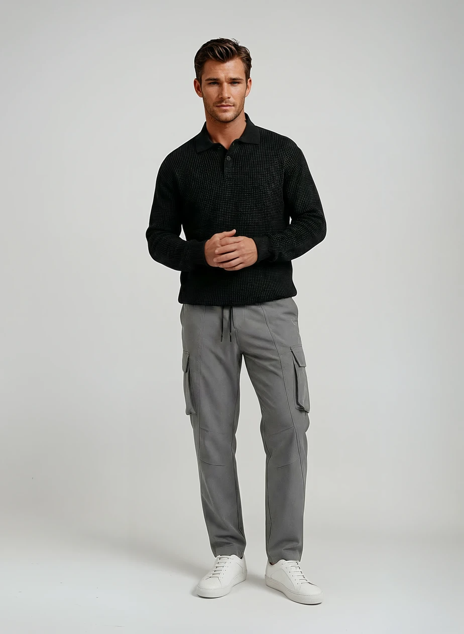 Elegance Long Polo | Zwart